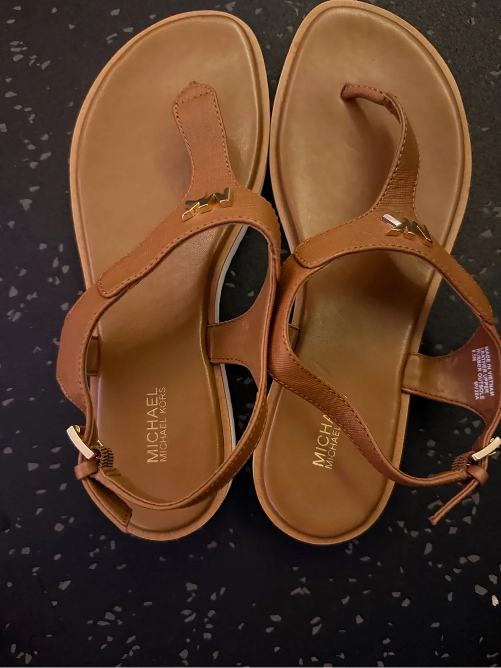 Michael Kors Tan Leather Slide Sandals